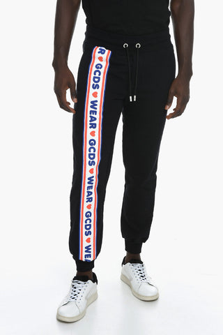 Cuffed Cotton Sweatpants with Contrasting Band