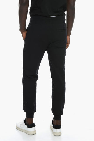 Cuffed Cotton Sweatpants with Contrasting Band