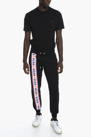 Cuffed Cotton Sweatpants with Contrasting Band