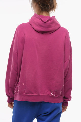 Felpa Hoodie Effetto Vissuto con Stampa