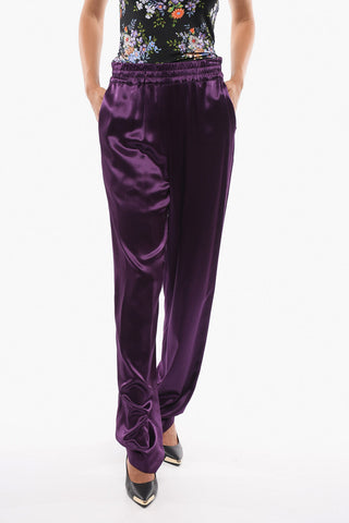 Viscose-satin Pants with Waist Drawstring