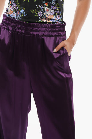 Viscose-satin Pants with Waist Drawstring
