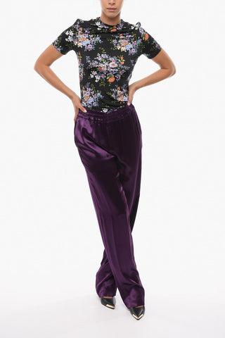Viscose-satin Pants with Waist Drawstring