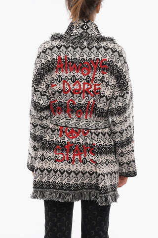 Cardigan FOLLOW YOUR STARS in Jacquard di Cashmere con Cintura