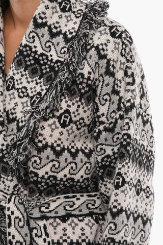 Cardigan FOLLOW YOUR STARS in Jacquard di Cashmere con Cintura