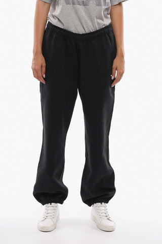 Joggers in Cotone Felpato a Tinta Unita