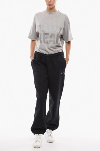 Joggers in Cotone Felpato a Tinta Unita