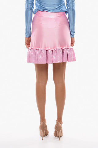 Viscose Miniskirt with Sequined Bottom