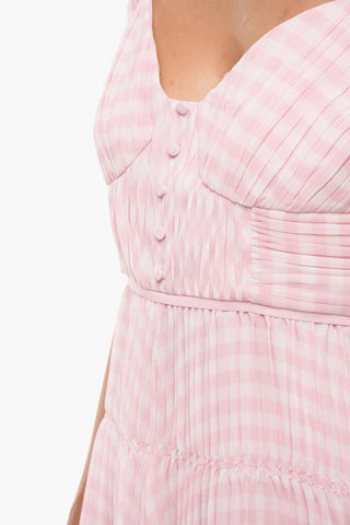 Minidress Svasato in Chiffon con Motivo Gingham