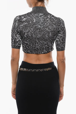 Animal Patterned Lurex Crop Top