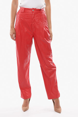 3-Pleat Faux Leather Pants