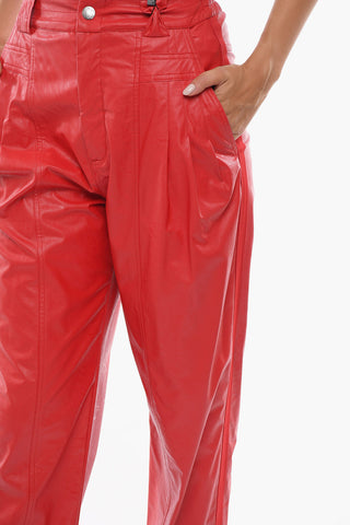 3-Pleat Faux Leather Pants