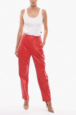 3-Pleat Faux Leather Pants