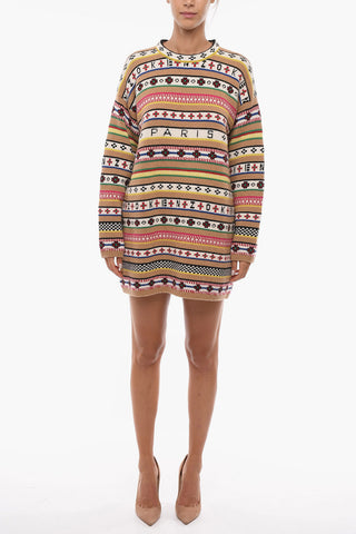 Crew Neck Jacquard Knitted Minidress