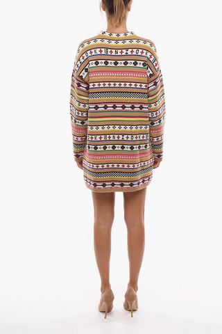 Crew Neck Jacquard Knitted Minidress