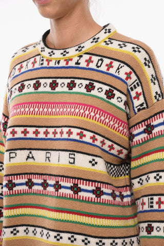 Crew Neck Jacquard Knitted Minidress