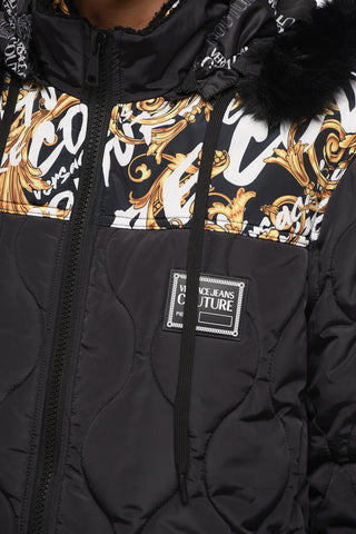 JEANS COUTURE Double-layered Quilted Jacket with Monogram Print