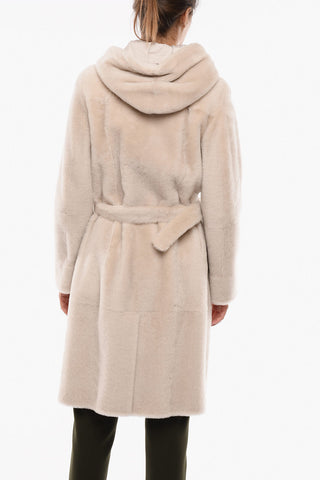 Double-breasted Mink Fur Coat with Hood