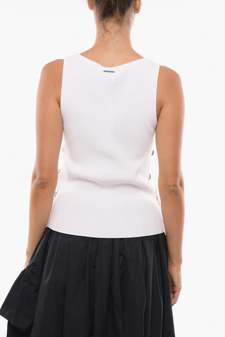 MICHAEL Ribbed Sleeveless Top with Side Buttons