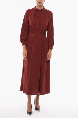 SEE BY Flared Midi Dress with Long Sleeves