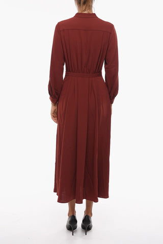 SEE BY Flared Midi Dress with Long Sleeves
