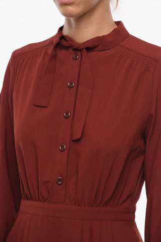 SEE BY Flared Midi Dress with Long Sleeves