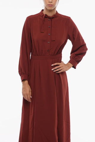 SEE BY Flared Midi Dress with Long Sleeves