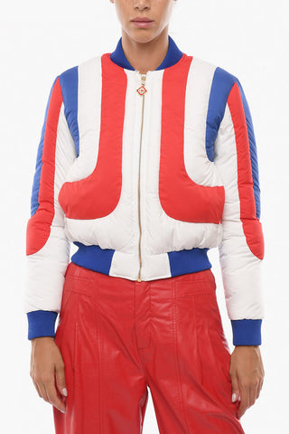 Padded CURVE PANEL Bomber Jacket with Front Zip