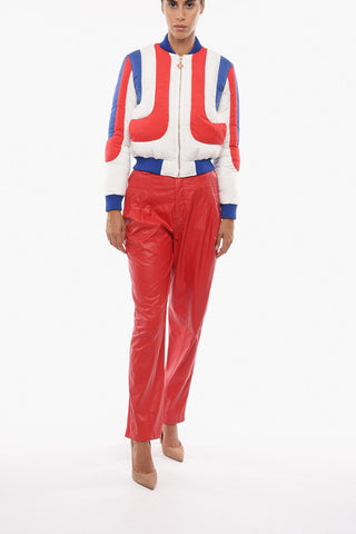 Padded CURVE PANEL Bomber Jacket with Front Zip