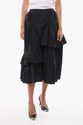 Cotton-poplin DAMARA Asymmetric Maxi Skirt with Ruffle Details