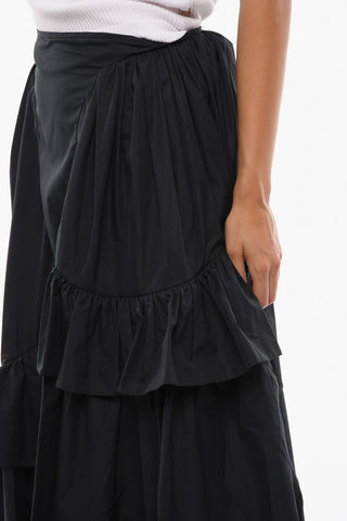 Cotton-poplin DAMARA Asymmetric Maxi Skirt with Ruffle Details