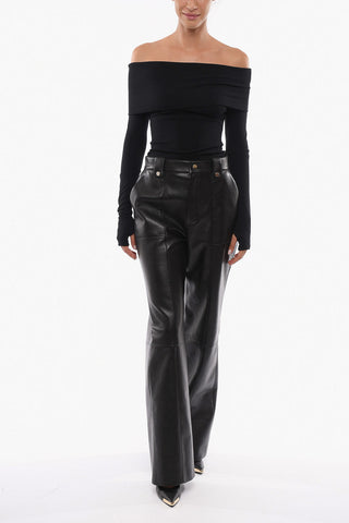 Faux-leather ZELDA Flared Pants with High Waist