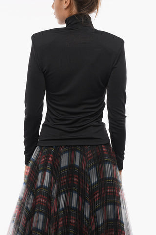 VTMNTS Turtleneck Sweater with Shoulder Pads and Embossed Motif