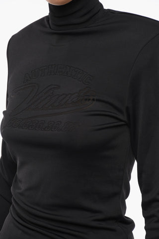 VTMNTS Turtleneck Sweater with Shoulder Pads and Embossed Motif
