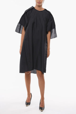 MM4 Wool Oversized Midi Dress with Raw cut detailings