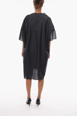 MM4 Wool Oversized Midi Dress with Raw cut detailings