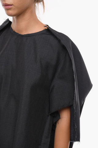 MM4 Wool Oversized Midi Dress with Raw cut detailings