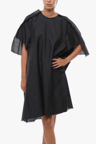 MM4 Wool Oversized Midi Dress with Raw cut detailings