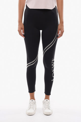 Leggings in Nylon Stretch con Dettagli a Contrasto