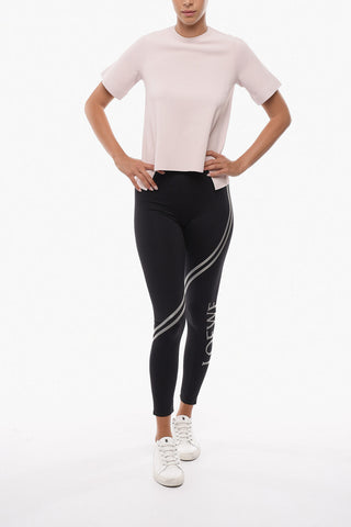 Leggings in Nylon Stretch con Dettagli a Contrasto