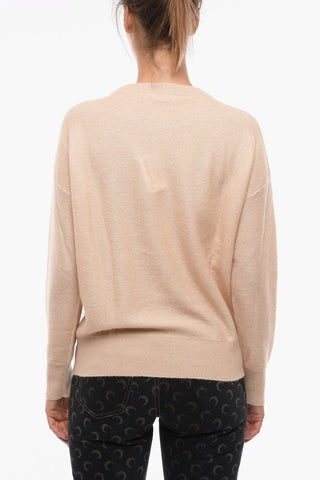 Maglia girocollo in Misto Lana con Logo in Jacquard