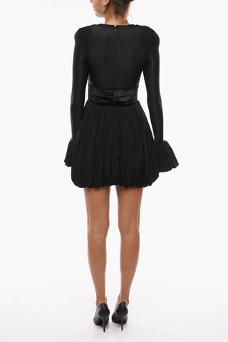Balloon Dress with Velour Detail