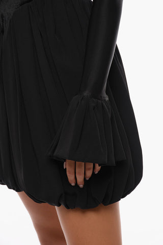Balloon Dress with Velour Detail