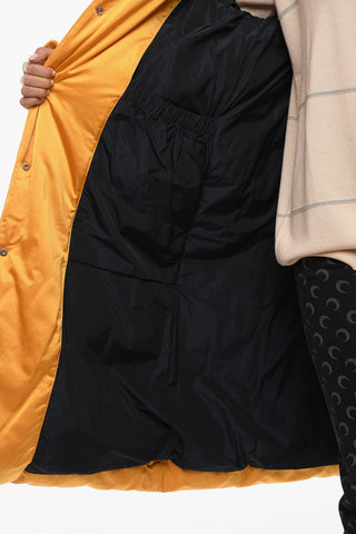 Long Puffer Jacket with Ribbed Trims