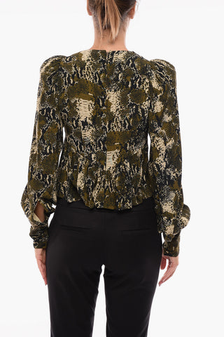 BIRGER CHRISTENSEN Blusa ALISON Motivo Animalier con Zip sul Retro