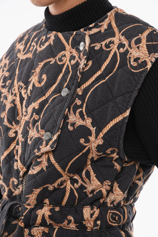 Quilted Cotton Vest with Baroque Motif