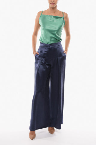 Single-Pleat Wide Leg Pants