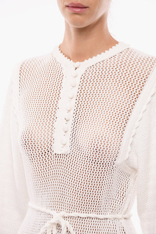 Perforated Cotton Crochet VIOLET Dress with Belt