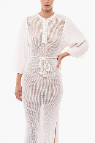 Perforated Cotton Crochet VIOLET Dress with Belt