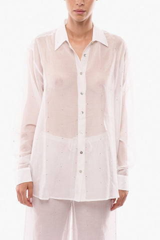 Camicia Copricostume in Chiffon con Cristalli